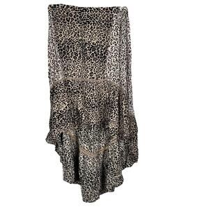 Solitaire Swim Brown Animal Print Skirt Large